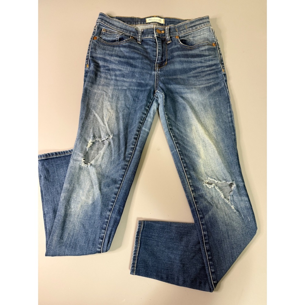 Madewell Skinny Skinny Distressed Jeans 28 Medium Wash Denim B7078